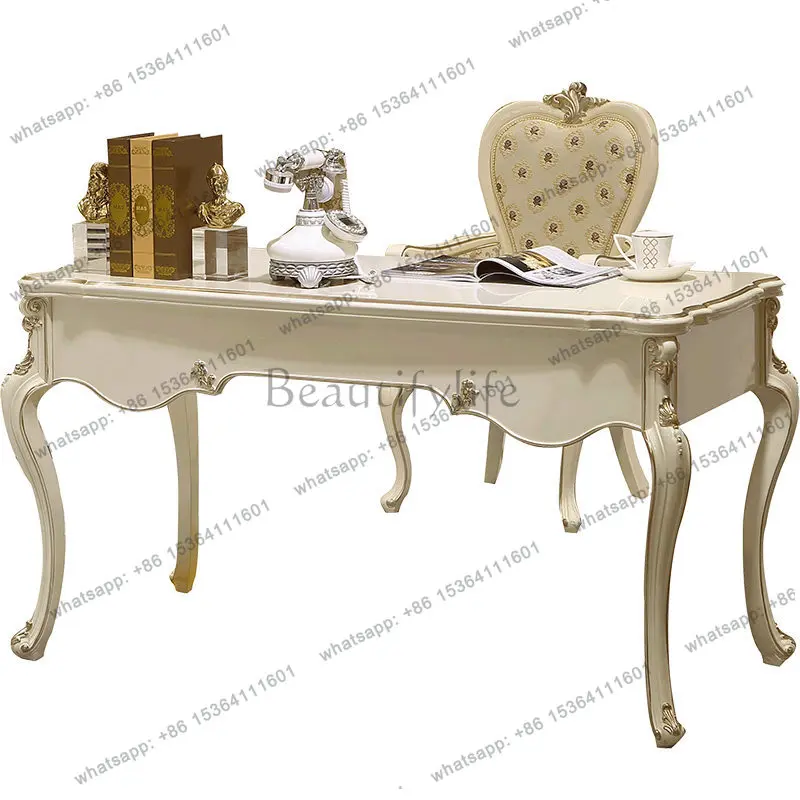 European solid wood desk French engraving luxury, American desk furniture