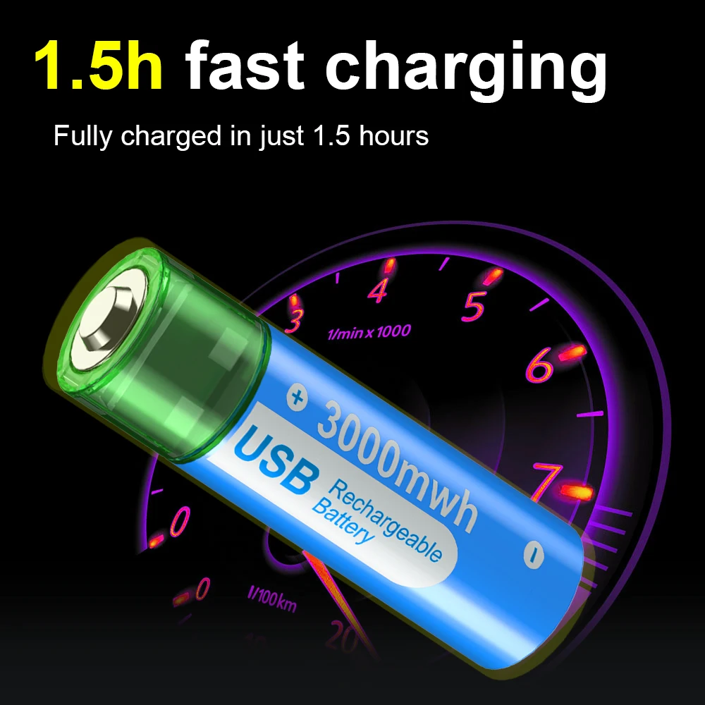 PALO 1.5 فولت AA بطارية قابلة للشحن 3000mWh USB AA قابلة للشحن بطارية ليثيوم أيون للتحكم عن بعد الماوس مروحة صغيرة لعبة كهربائية