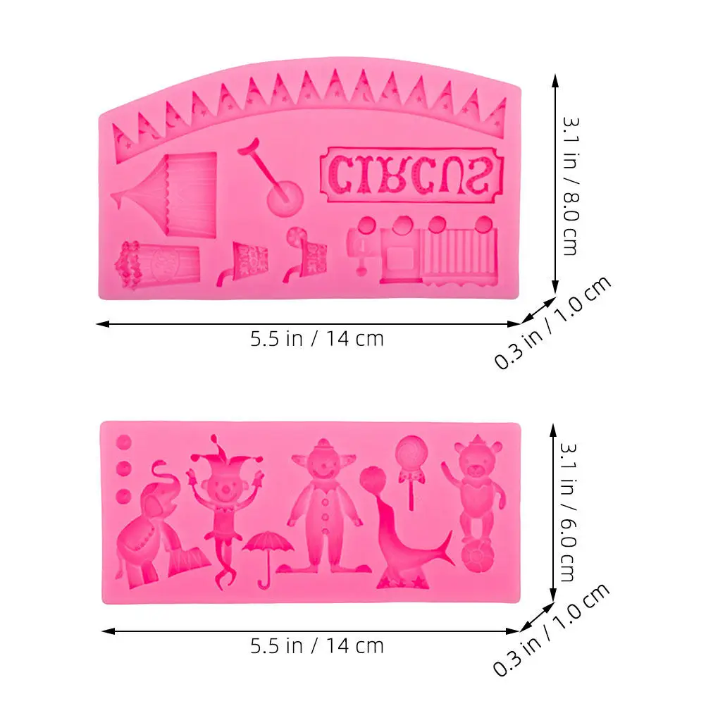 2Pcs Circus Theme Silicone Fondant Mold for Cake Cookies Chocolate Candy Mousse Marzipan DIY Epoxy Clay Soap Crafts Creative view 4
