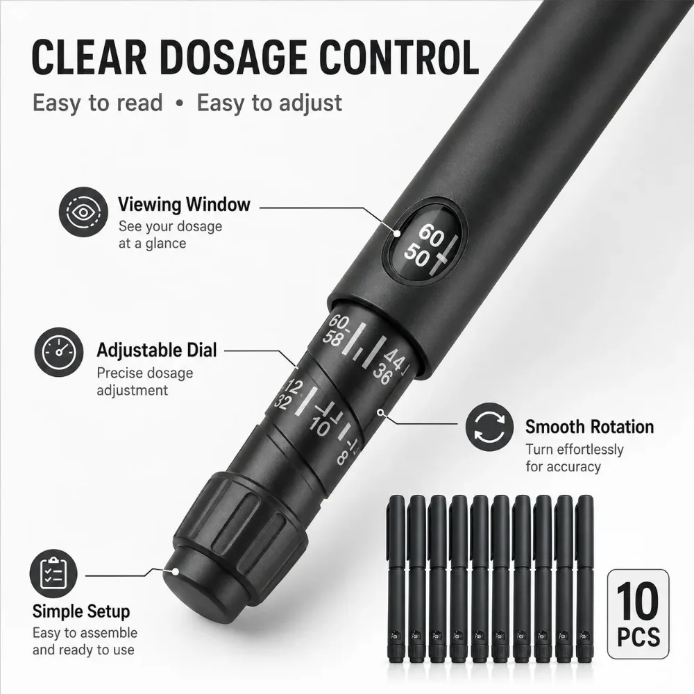 10/5PCS Rotary Push Disposable Sterile Insulin Injection Pens Adjustable Growth Hormone Dosage 60U Magic Beauty Injection Pen view 4