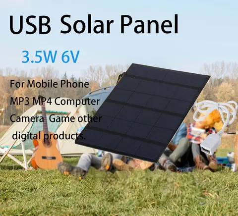 3.5W 6V 태양 전지 플레이트, USB 안전 충전 안정화 배터리 충전기, 파워 뱅크 휴대폰, 야외 캠핑 가정용 Best5