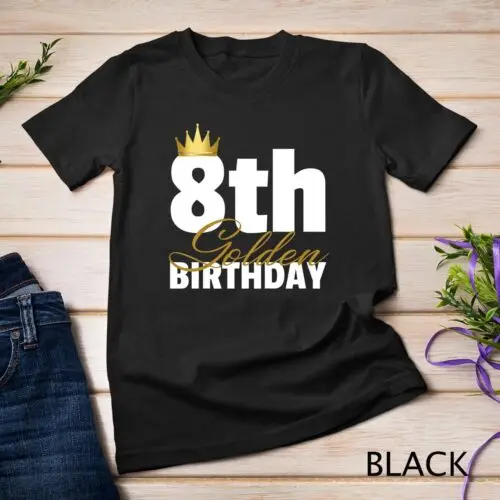 

Kids 8th Golden Birthday Year Age Crown T-Shirt Unisex T-shirt