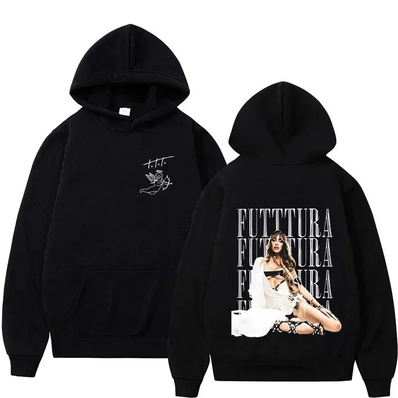 المغني TINI STOESSEL Tour 2025 Harajuku الجمالية المتضخم هوديس رجالي الخريف/الشتاء الصوف عادية القوطية كم طويل البلوز