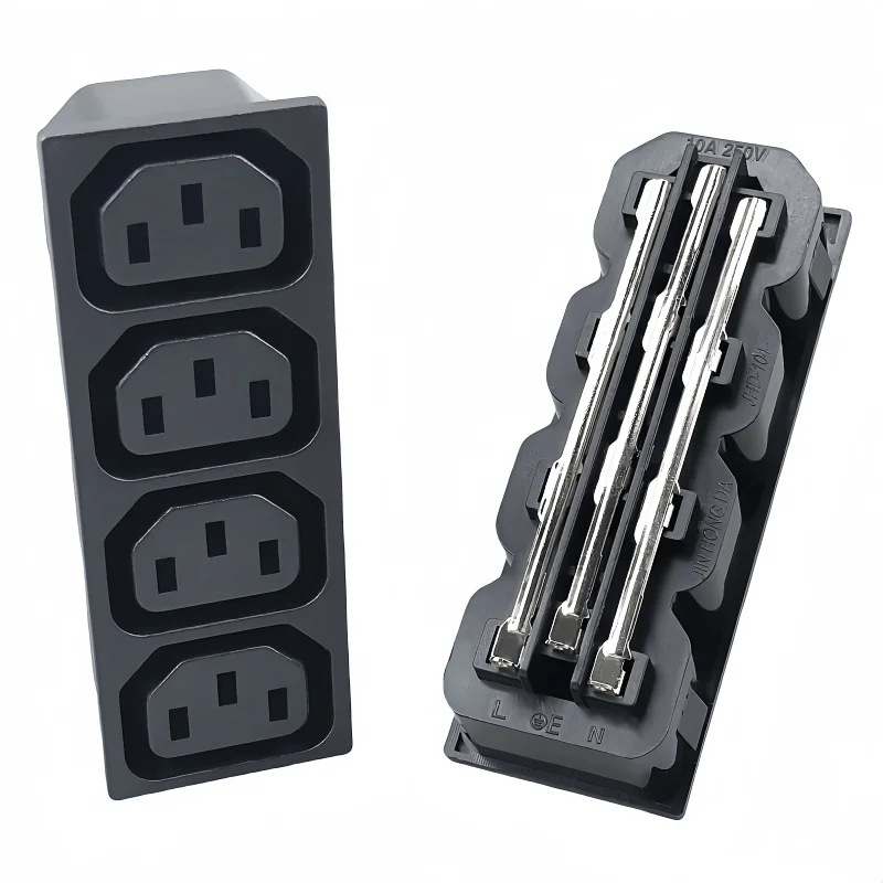 IEC C13 موصلات أنثى مقبس PDU ، شريط طاقة صناعي ، موصل طاقة أسود ، جودة فائقة ، 4 مخرج