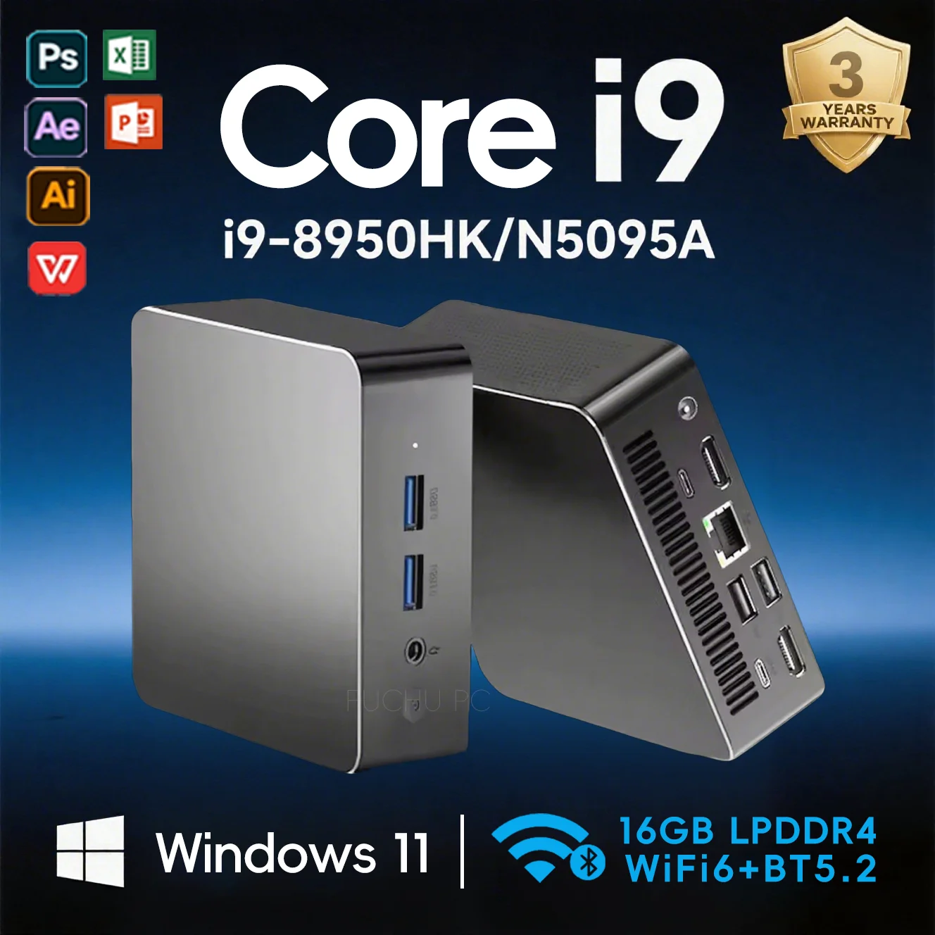 

【3-летняя гарантия】 МИНИ-ПК Windows 11 Intel Core i9 8950HK/N5095 16 ГБ ОЗУ 1 ТБ SSD WIFI 6 BT5.2 Мини-игровой офисный ПК