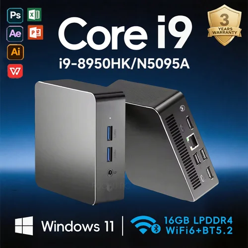 【3 años de garantía】 MINI PC Windows 11 intel Core i9 8950HK/N5095 16GB RAM 1TB SSD WIFI 6 BT5.2 Mini Gaming Office Study Pc