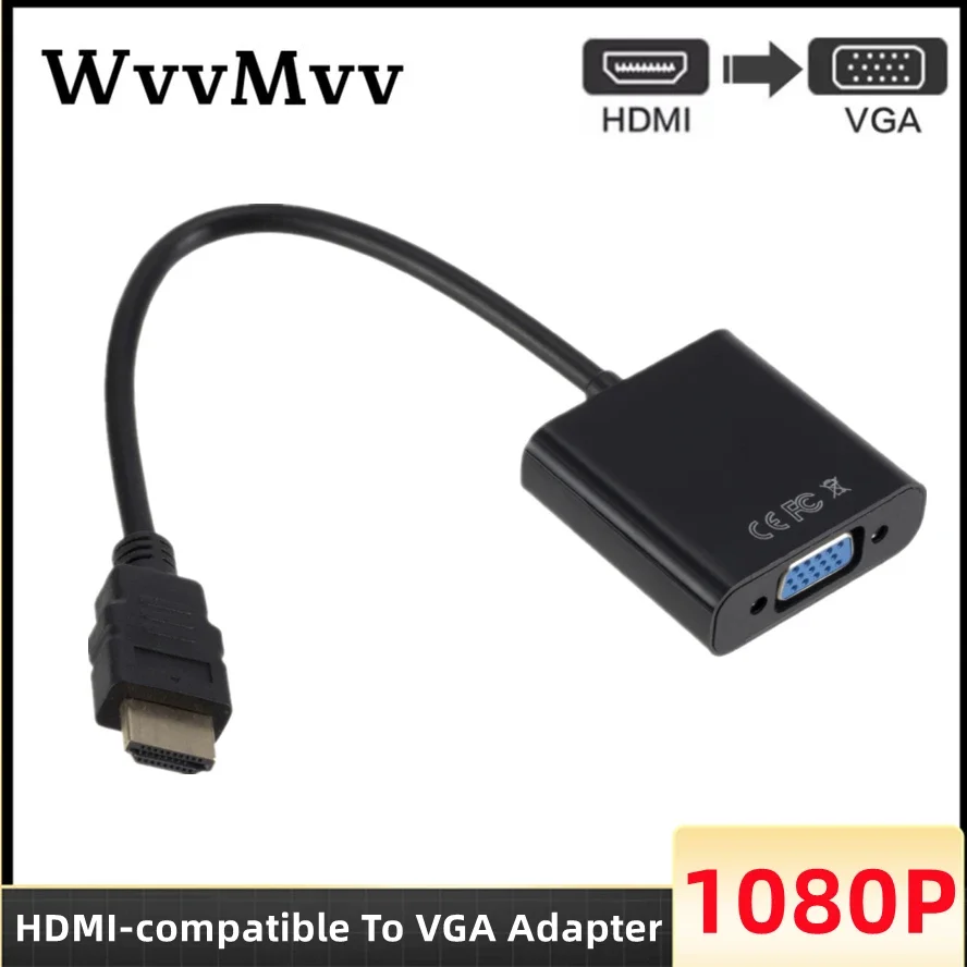 HD 1080P HDMI-compatible To VGA Adapter HDTV-compatible Male To VGA Female Converter Scaler Video Cable Converter For PC Laptop