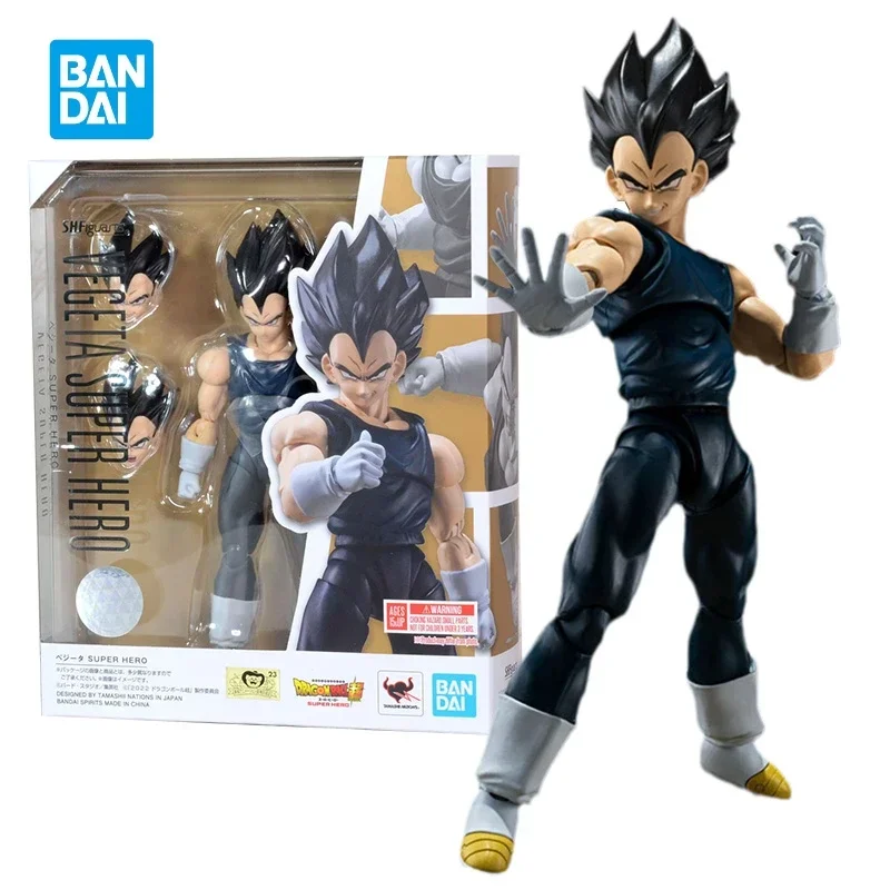 In Stock Bandai Original Dragon Ball SHFiguarts Vegeta Super Hero Anime Action Figure Collection Movable Model Toy Hoilday Gift