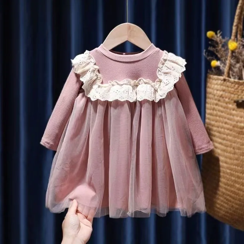 

Spring and Autumn Baby Girls Dress 2026 New Children's Pure Cotton Long Sleeve Cute Dress Korean Version Princess Dress 1-6Years