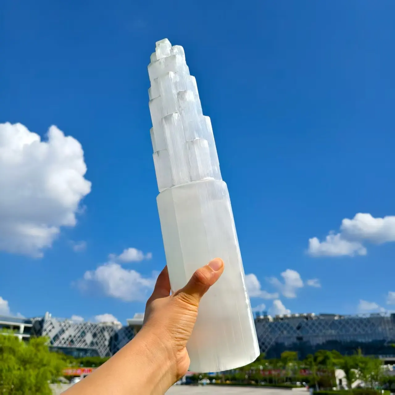 كبير! برج مسلة الجبس المغربي الطبيعي، عصا كريستال كوارتز، برج الجبس، المعدنية، الريكي، برج الشفاء #2