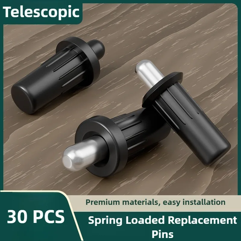 30pcs Black Spring Loaded Replacement Pins Spring Retractable For Door And Shutter Louver Repair Pin For 7-8cm Holes