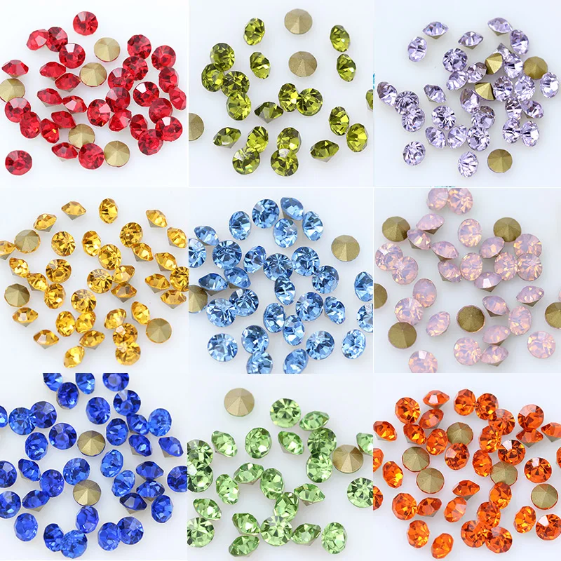 144/1440p ss11 Colore rotondo a punta con schienale increspato cristallo ceco strass Nail Art Decorazione artigianale gioielli fai da te spilla