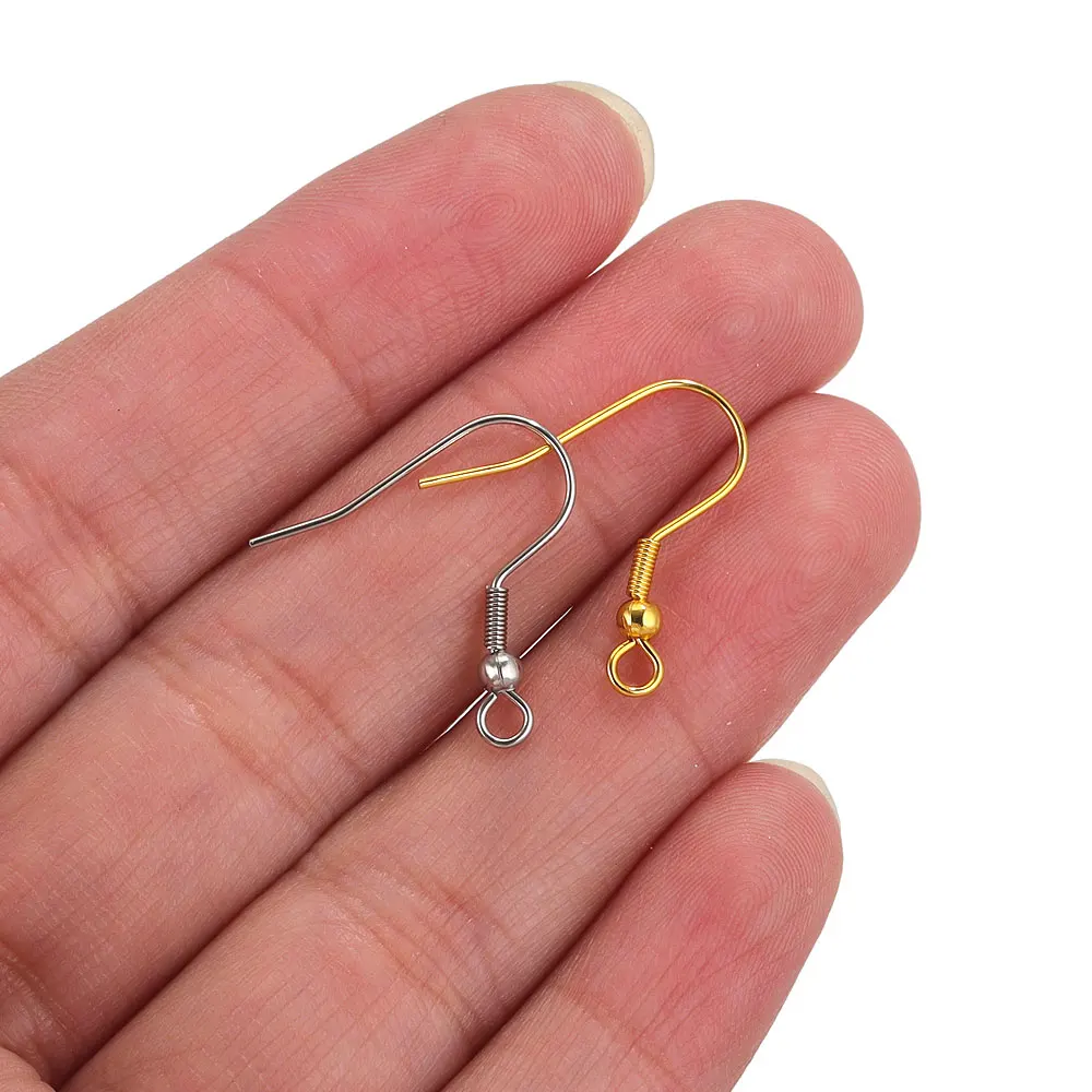 50pcs/lot Stainless Steel Earring Hook Clasp Ear Wire Findings For DIY Earring Connectors Jewelry Materials Parts Accessories