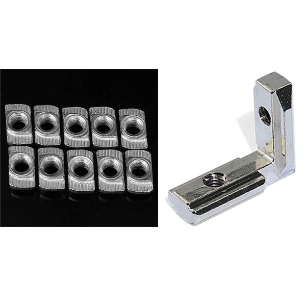 أفضل العروض 100X M5 المطرقة الجوز الكربون الصلب الألومنيوم موصل و 20 قطعة T فتحة L-شكل الداخلية داخل الزاوية موصل المشتركة قوس