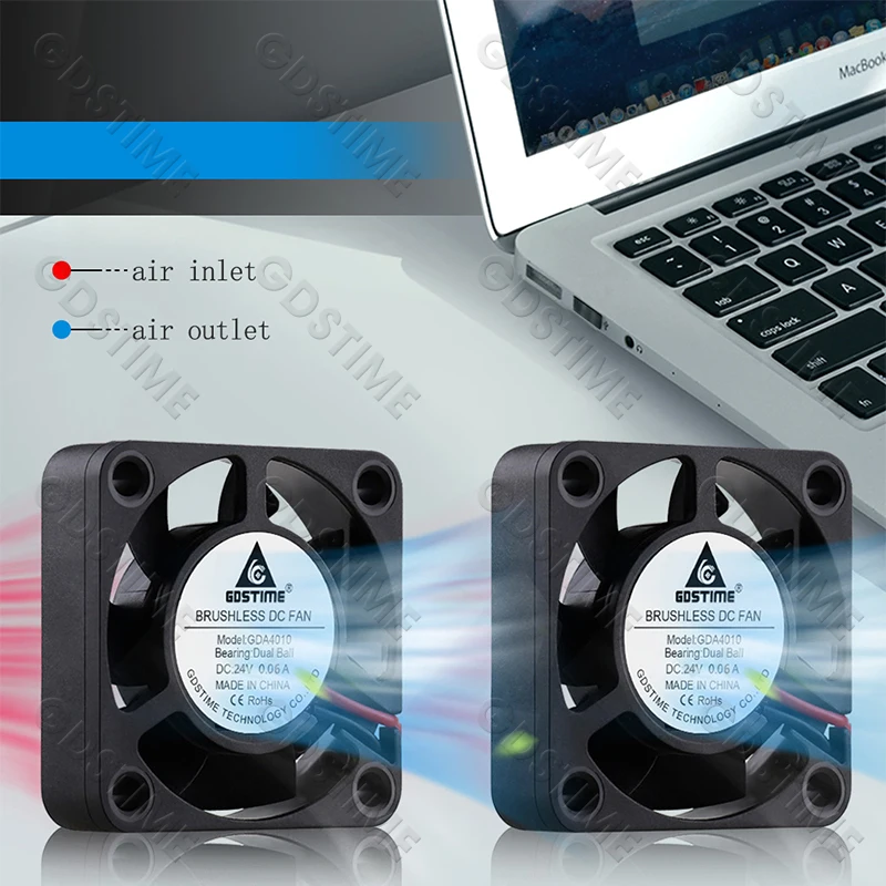 GDSTIME 40 mm USB-Kühler DC 5 V 12 V 24 V 40 x 40 x 10 mm Dual-Ball-Mini-Lüfter 4010 Axiallüfter 40 mm für 3D-Drucker, DVR, NAS-Kühlung – Detail 7