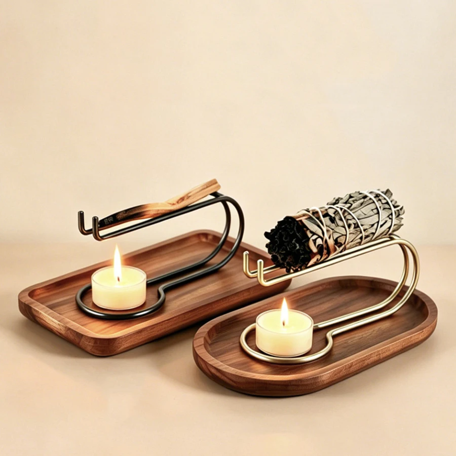 Peru Palo Santo Holder Smudge Stick Burner, White Sage Incense Candle Holder, Home Meditation Aromatherapy Decor Stand