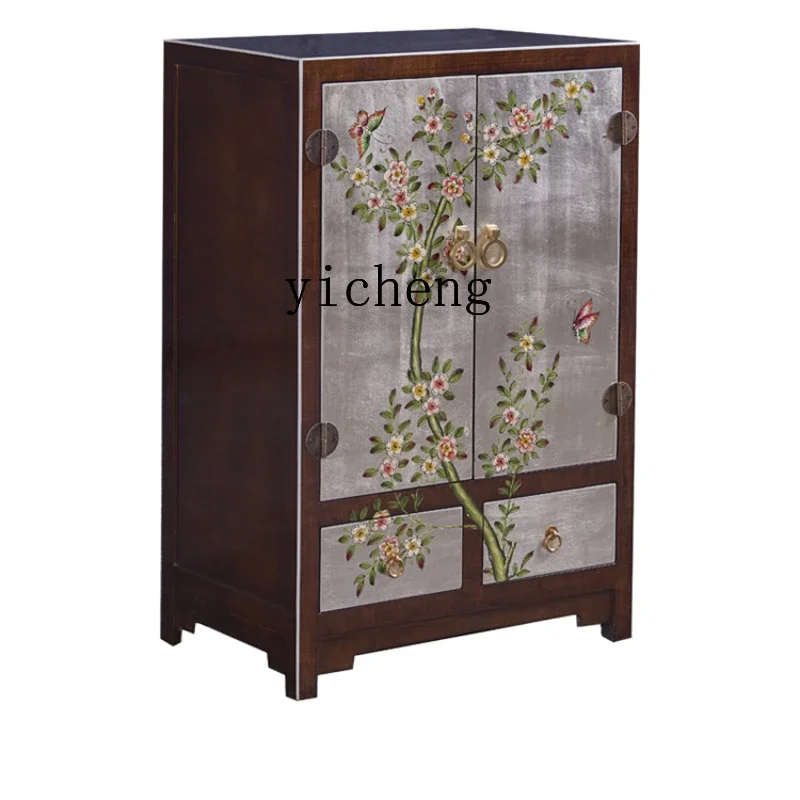 

new Chinese-style painted chest cabinet modern simple solid wood bedroom storage locker half-height cabinet side cabinet