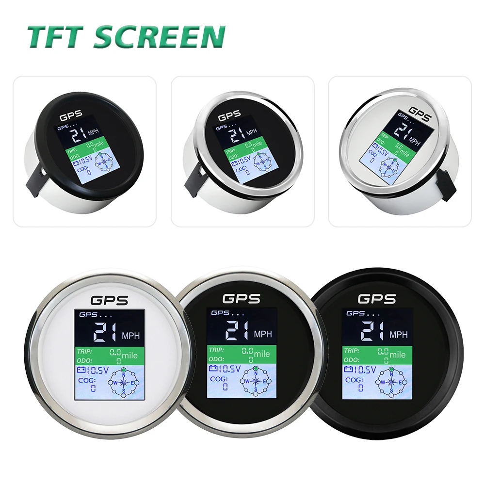 

Rhaxel 85mm Digital 0-999km/h MPH Knots GPS Speedometer 12V 24V Voltmeter with GPS Antenna TFT Screen for Car Truck RV