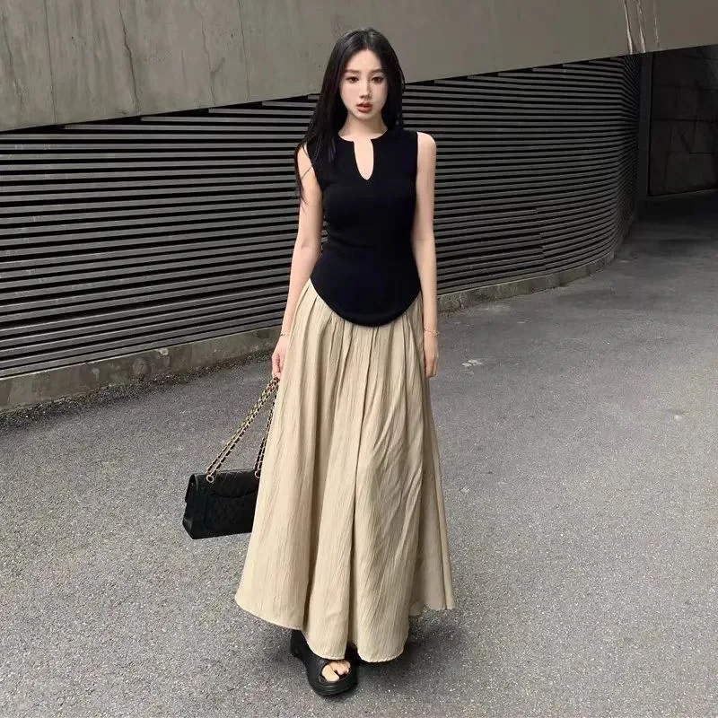 Korean Style Elegant Slimming Vest Half Skirt, Korean Two-piece Set for Women's 2026 Summer Outfit, Complete Set Skirt Sets