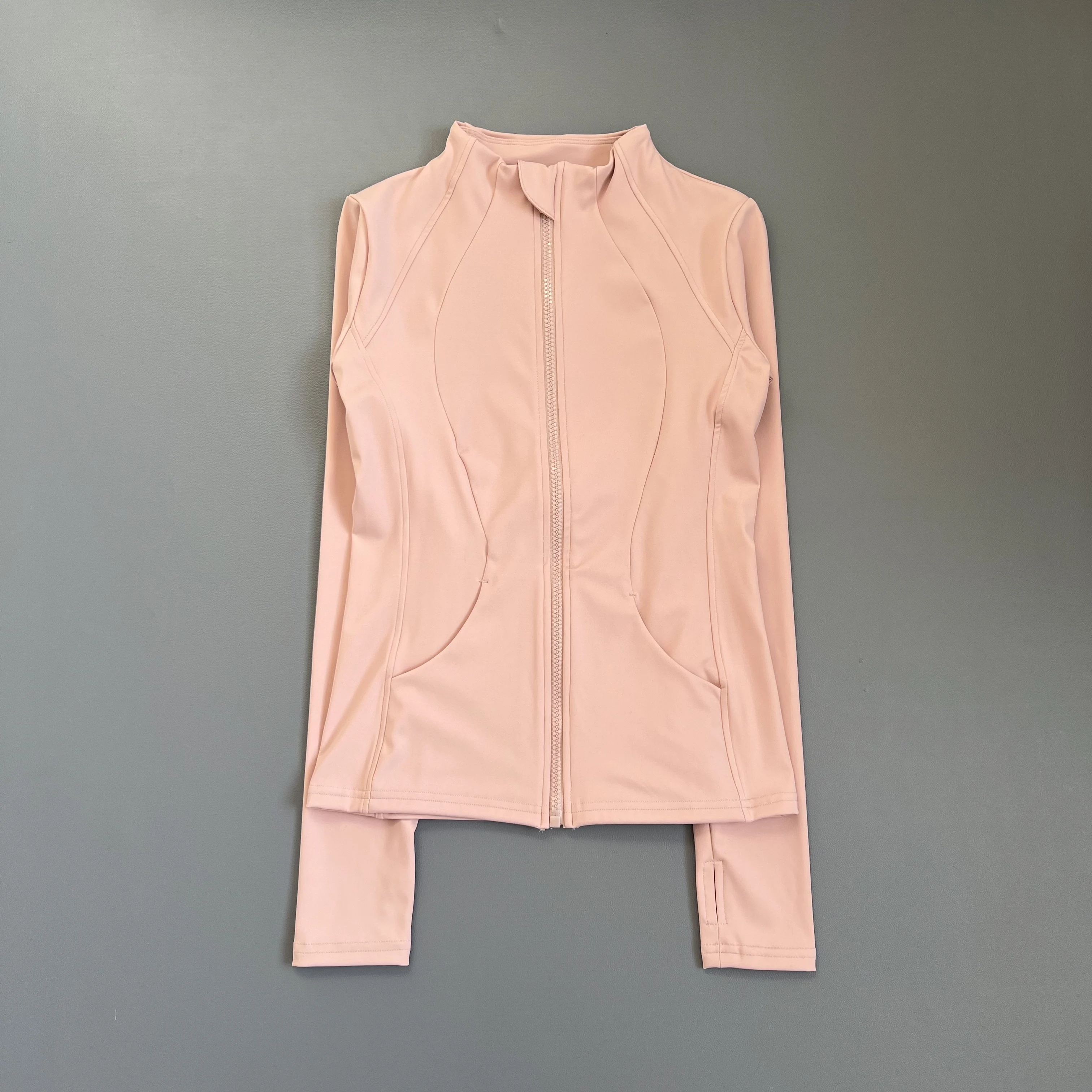 Women's Stand Collar Yoga Top Lady Long Sleeved Sports Jacket Female Lightweight Full Zip Running Coat