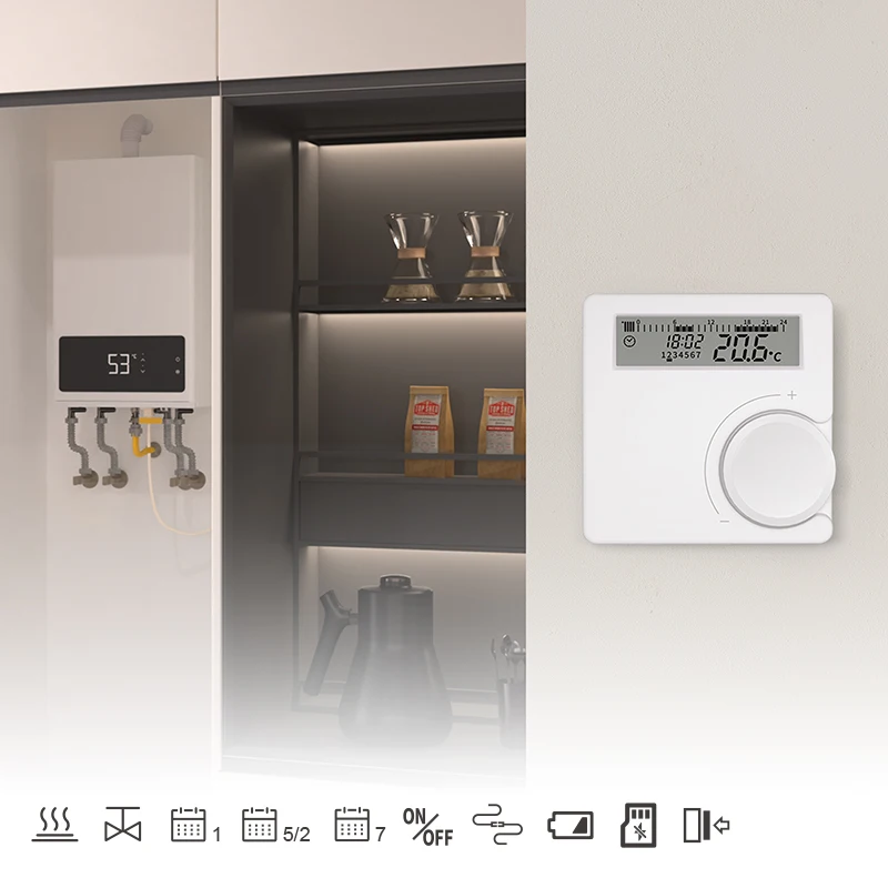 Termostat Ruangan Nirkabel Opentherm Untuk Boiler Gas Termostat Pemanas Baterai Daya Rendah Pengontrol Suhu Boiler Pemasangan Dinding