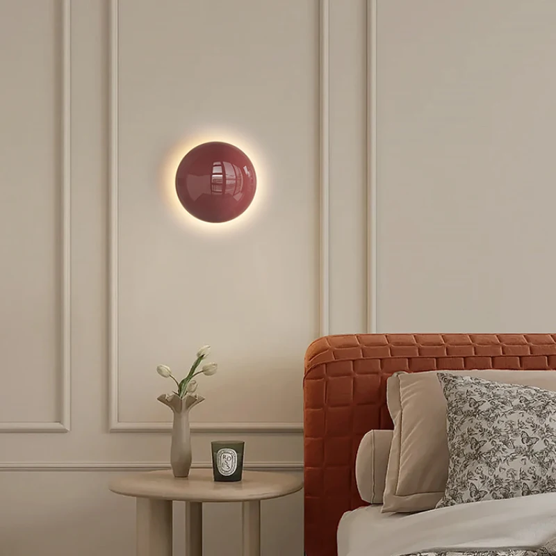 Minimalist Bauhaus Small Iron Wall Lamps White Red Light Modern Wall Mounted Living Room Study Bedroom Bedside Lights