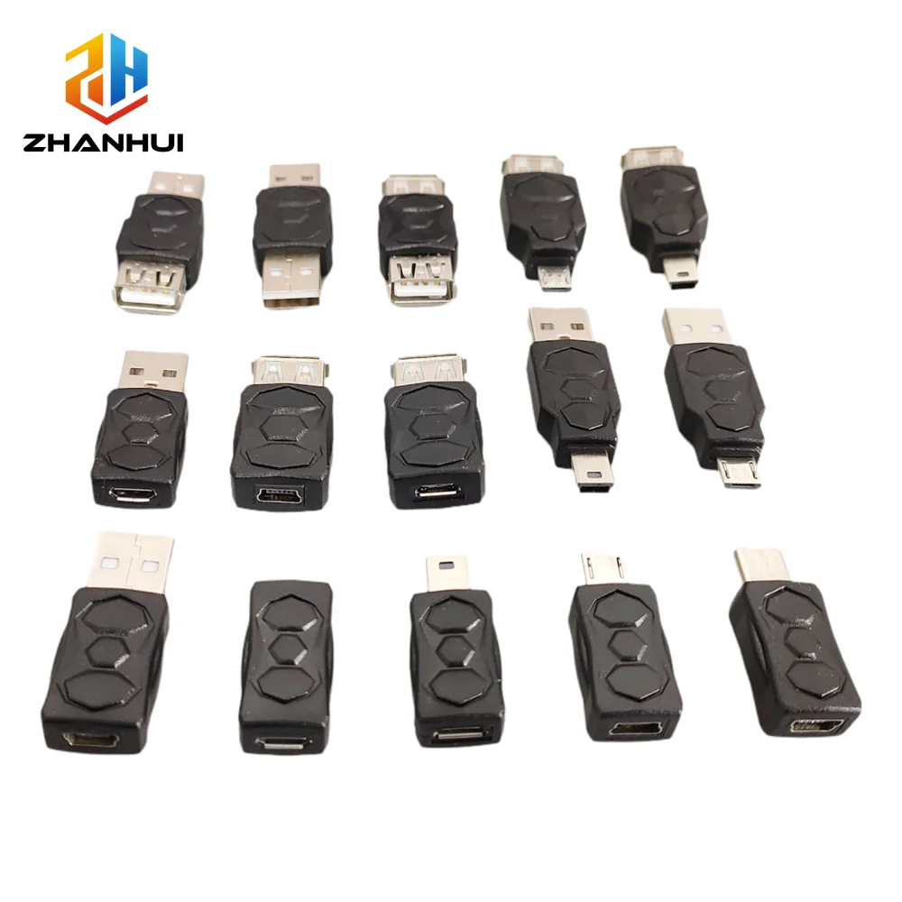 1-10PCS USB to Micro/Mini/Type-C Adapter Converter - USB Male to Female Charging & Data Sync Adaptor for Phone/Tablet/Camera