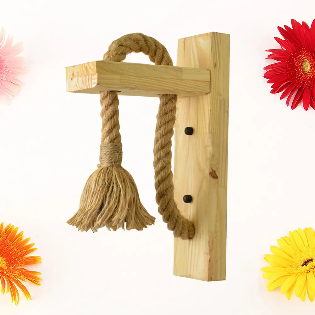 Wooden Wall Lamp E27 Bedside Wall Light Modern Rustic Rope Design Solid Wood Construction for Corridor Porch Study Dining Room