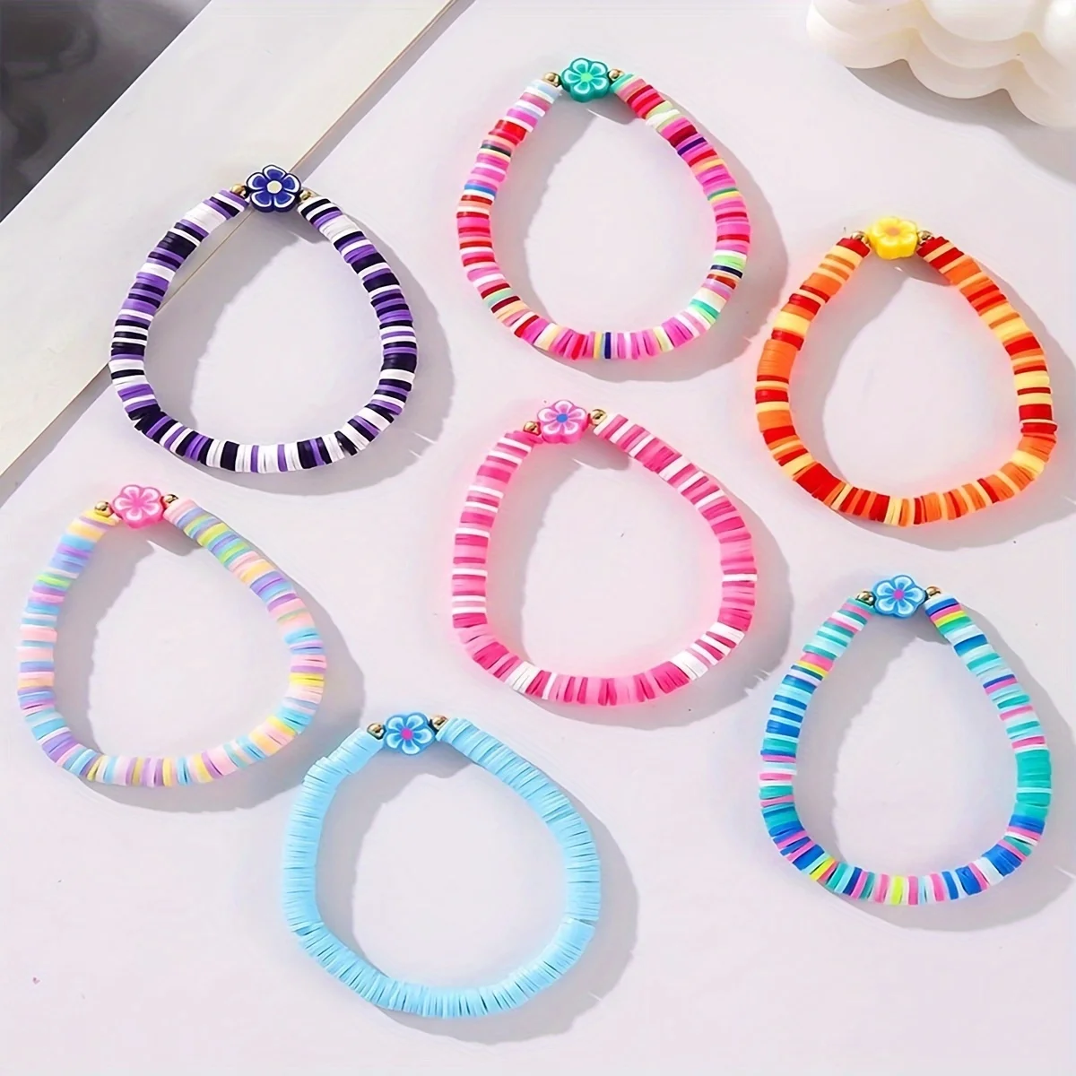 7pcs Boho Flower Charm Bracelet Set for Women