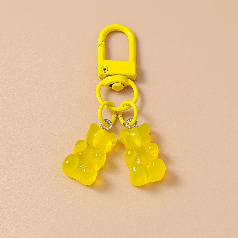 Cute Resin Candy Bear Keychain 3D Simulation Animal Key Rings for Women Girls Handbag Pendants DIY Kid\'s Jewelry Gifts