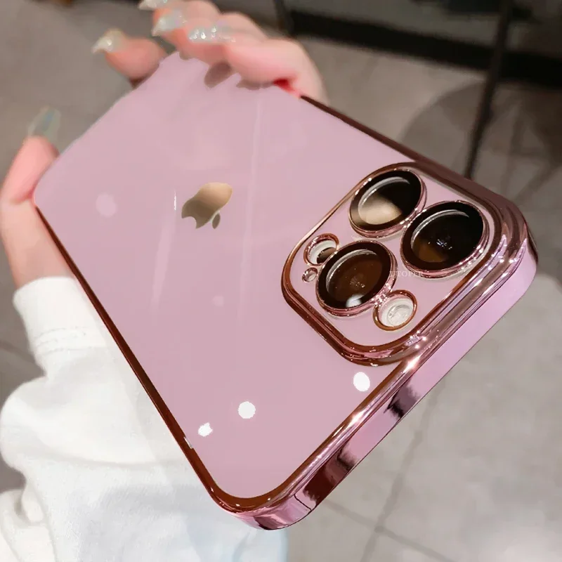 Luxury New High Quality Plating Clear Not Yellowing Case For IPhone 16 15 14 11 12 13 14 Pro Max 15 16 Plus Shockproof Cover image 2