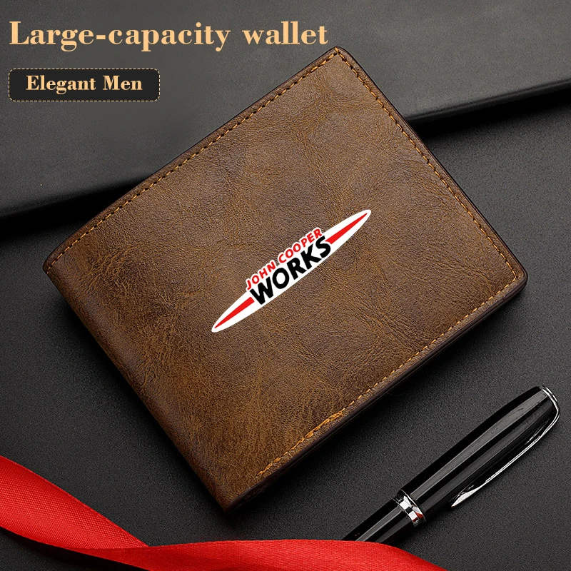 Men Wallet Car Logo Leather Coin Purse Personalised ID Card Holder For MINI WORKS Cooper R56 F50 F55 F56 R50 R53 R55 R57 R58 R59