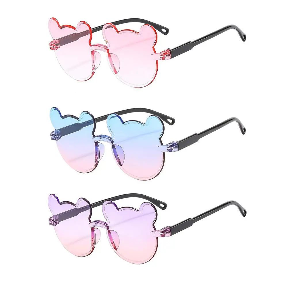 Boys And Girls Fashion Glasses Children's Sunglasses Cute Baby Anti-ultraviolet Bear Ears Cartoon Shape Rimless Frame Glasses