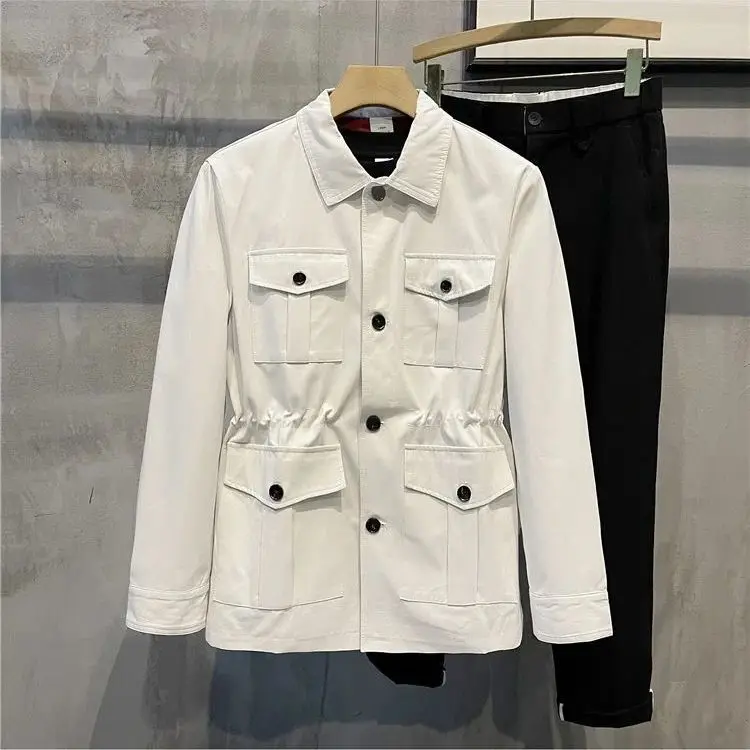 

Мужская повседневная рабочая куртка в американском стиле, осенне-зимняя, модная, деловая, верхняя одежда, ретро, универсальная, с отложным воротником...