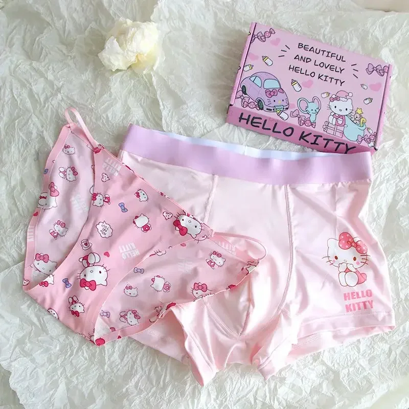 Sanrio Hello Kitty Matching Underwear Couple Underpants Kawaii Printed Funny Couple Briefs Sweet Holiday Gift for Men and Women