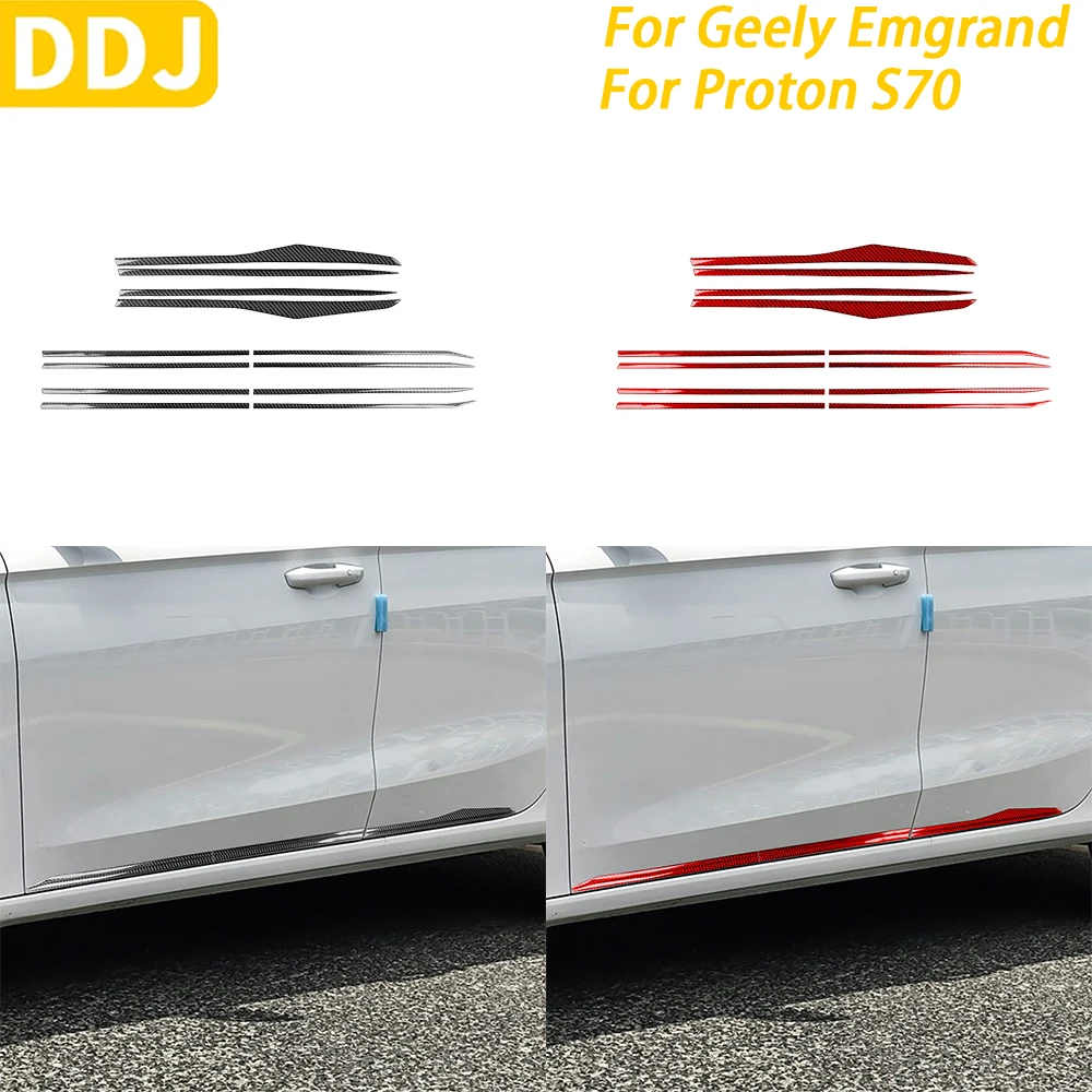 For Geely Emgrand 2022-2025 For Proton S70 2021-2024 Carbon Fiber Exterior Door Protective Strip Trim Car Accessories Sticker