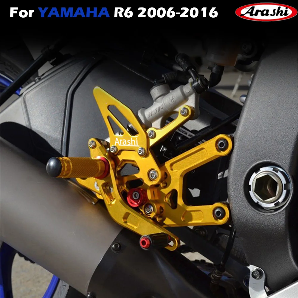 Arashi Motorcycle accessories footrest pedal foot peg Rearset Rear Set foot rest  For YAMAHA YZF R6 2006 2007 2008 2009-2016
