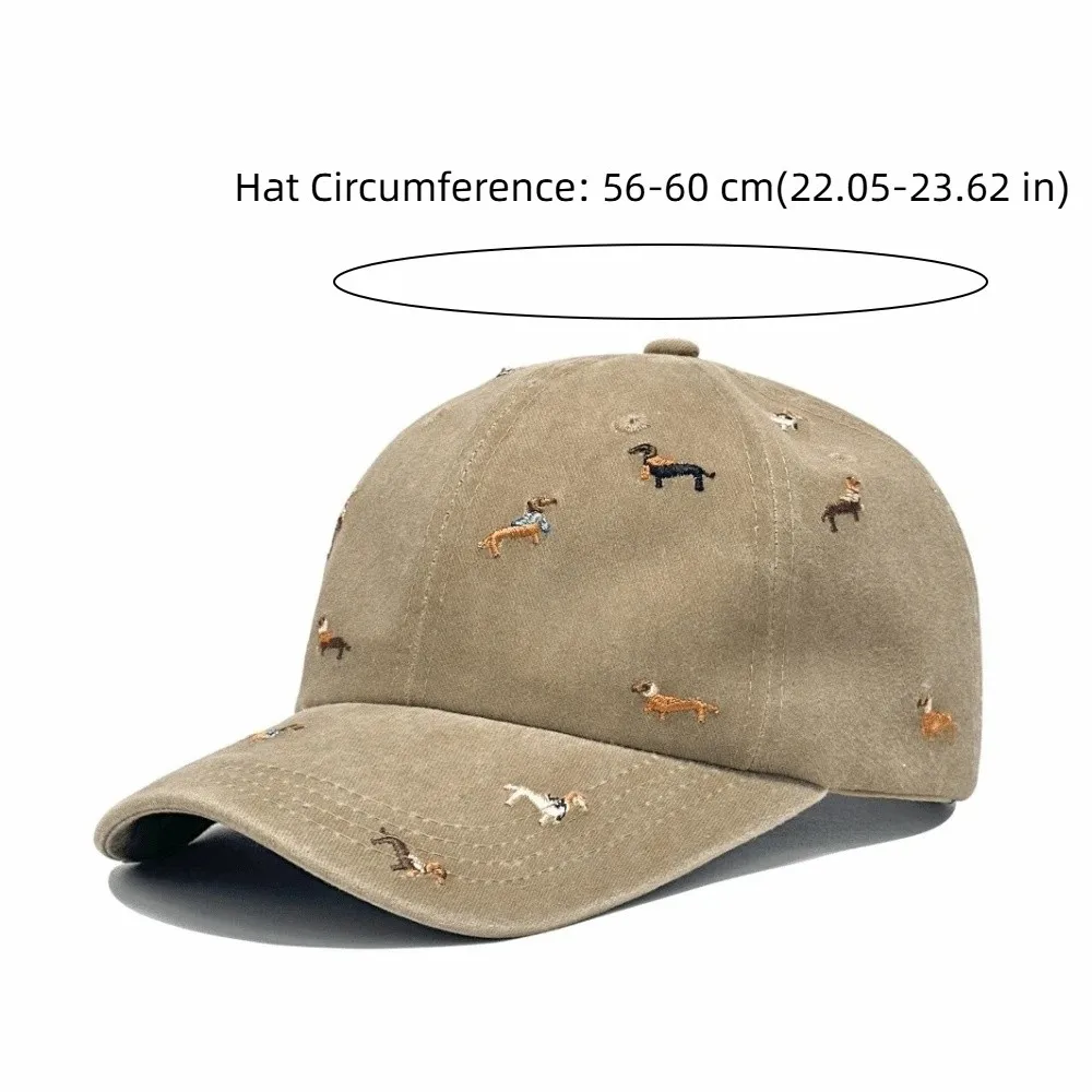 Fashion Punk Embroidery Puppy Cap Washed Cotton Vintage Baseball Cap Soft UV Protection Distressed Baseball Cap Women 6