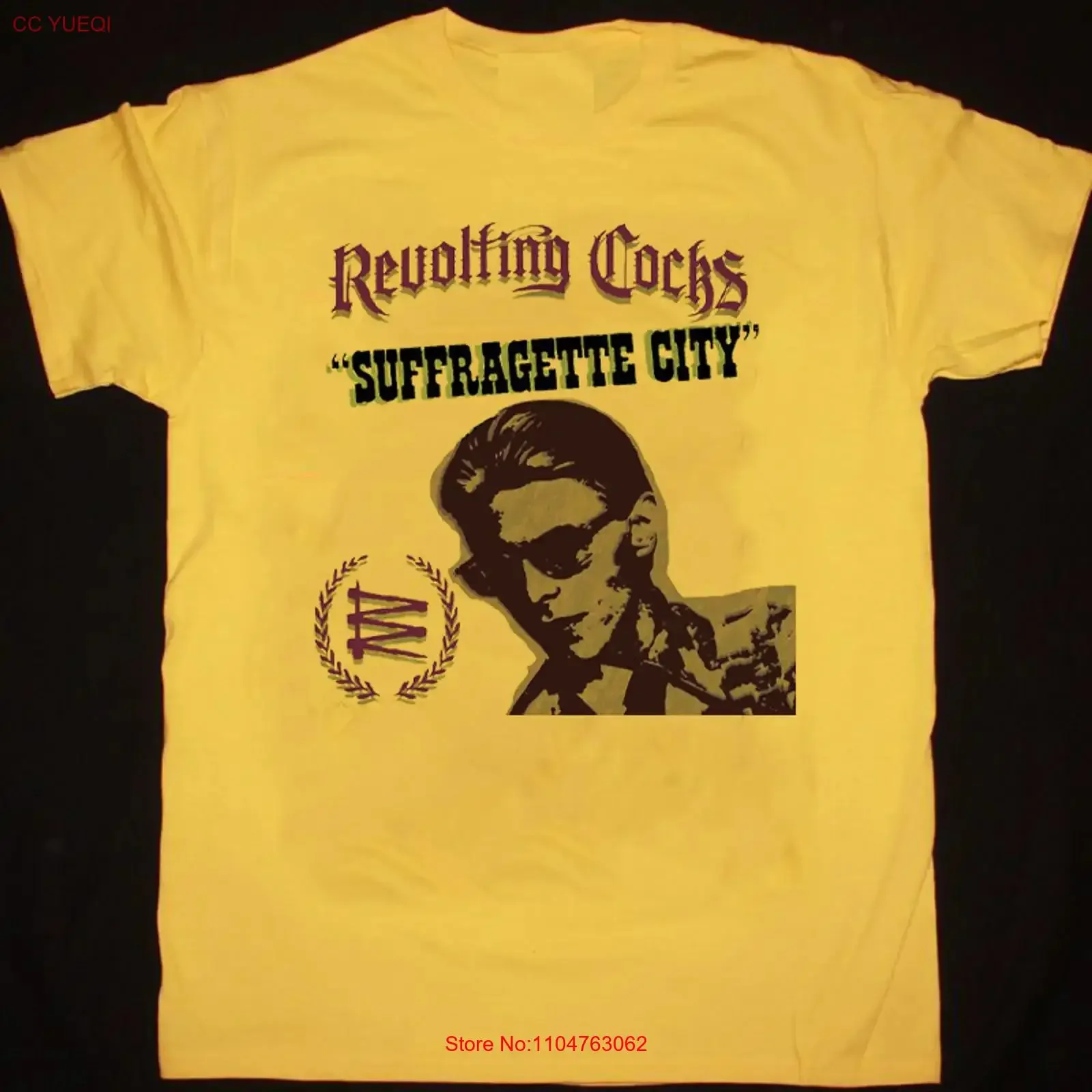 REVOLTING COCKS Suffragette City Camiseta amarilla negra, todas las tallas KK338, gráfico vintage lavado, versátil, moda masculina, elástica