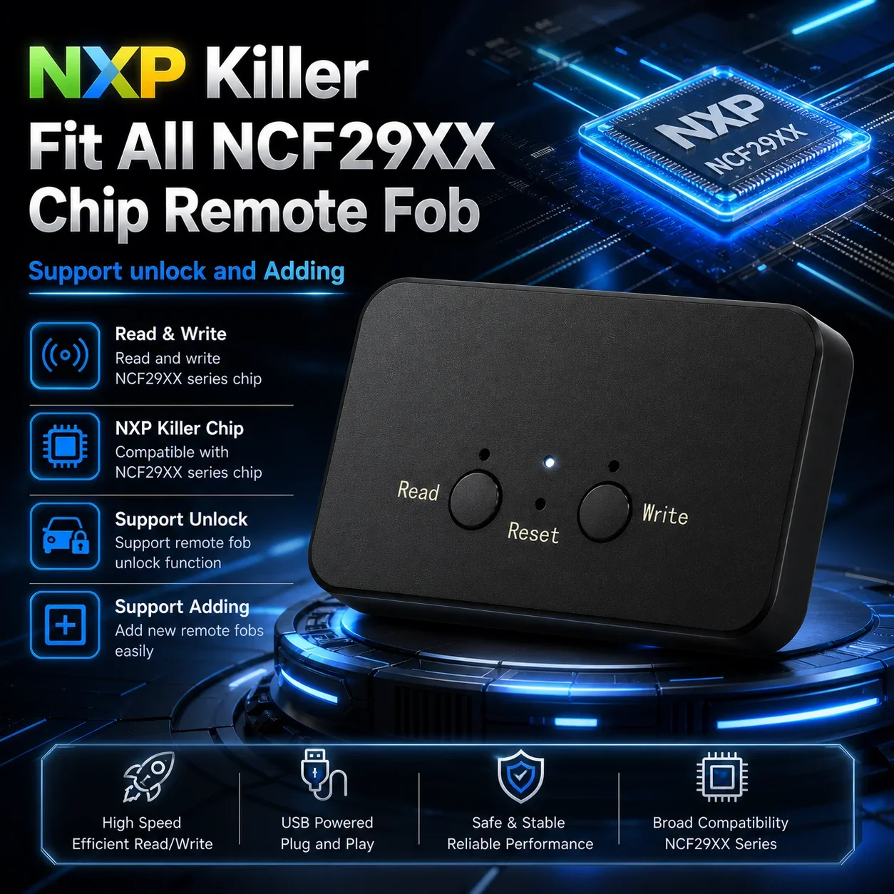 

CNP259 Super NXP Killer Tool 4 Tokens Available For BDC3 For All Brand NXP NCF29XX Chip Fob Keys Adding With Different Adapter