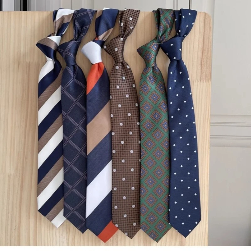 Men's 8cm Italian Style Neckties Classic Polyester Business Ties Striped Geometric Dot Patterns Formal Wedding Cravat Gravata