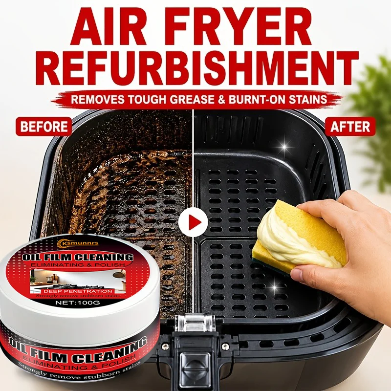 Kitchen Grease Cleaning Paste for Air Fryers Induction Cookers Cookware Stoves Grills Ovens - Heavy-Duty Degreaser Paste