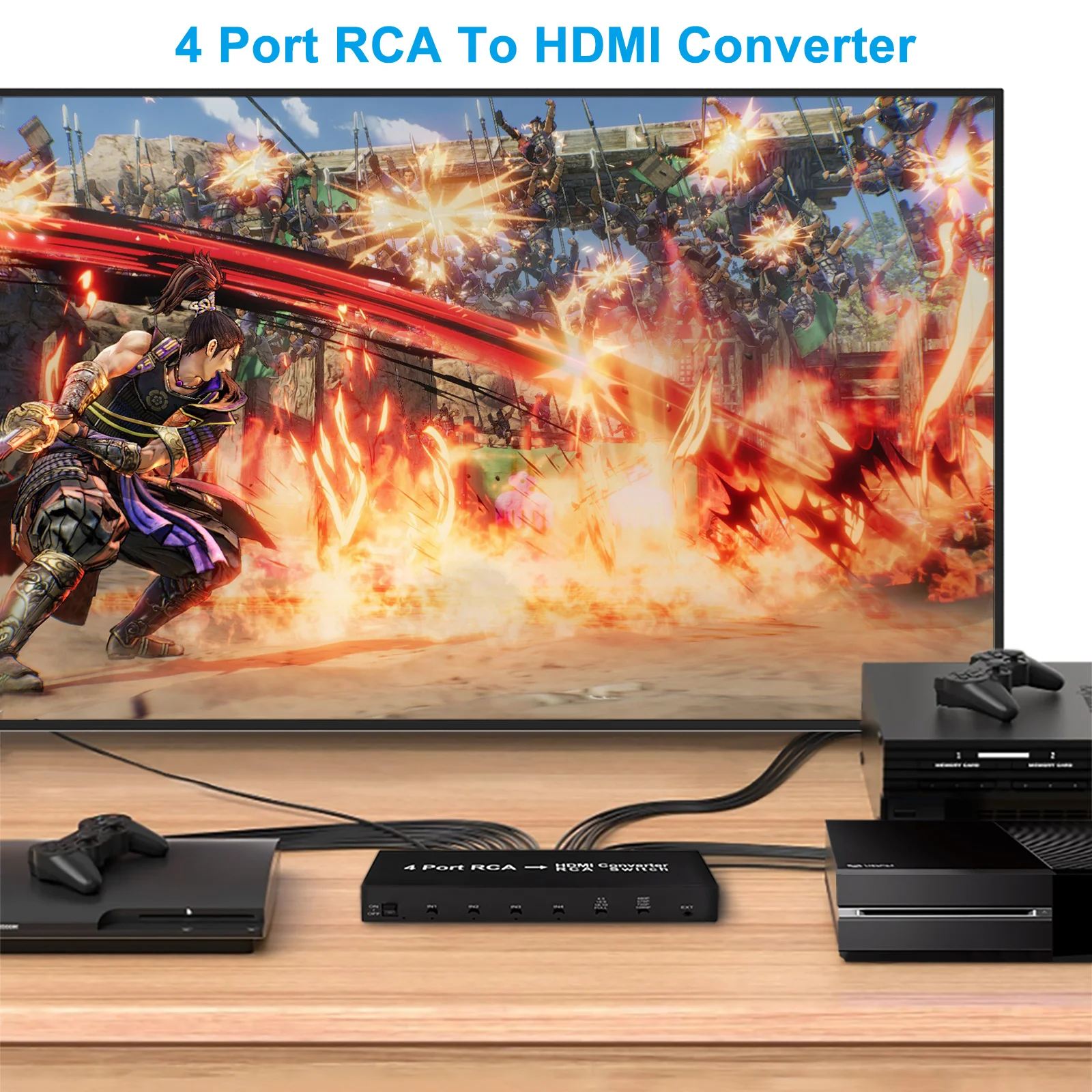4-портовый преобразователь RCA в HDMI Переключатель RCA AV в HDMI 4AV В 1HDMI 2AV Выход AV в HDMI для DVD PS2 N64 SNES ТВ-проектор Монитор