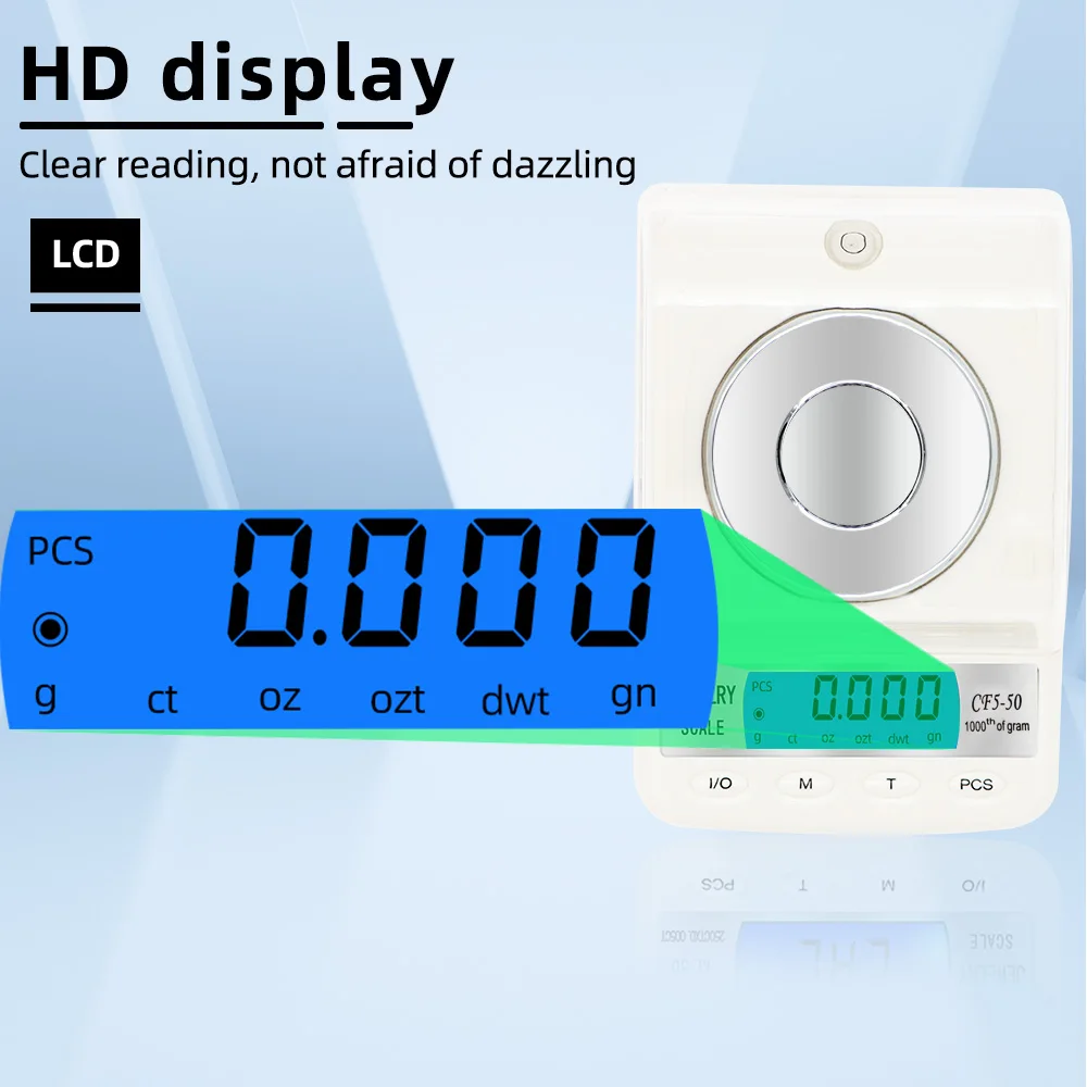 50g 0.001g Jewelry Scale Diamond Gem Carat Digital Electronic Scales Counting Function Portable High Precision
