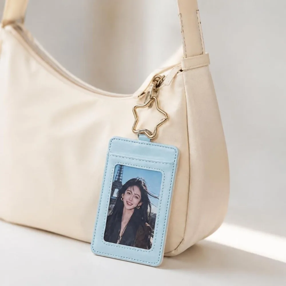 PU Leather Card Holder Lanyard Protective Cover Photo Display Photocard Holder Star Portable ID Card Case For Bag Decoration