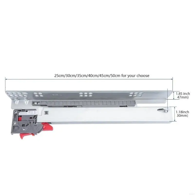 Pair Undermount Soft Close Drawer Slides Full Extension Cabinet Rails for Home 831F