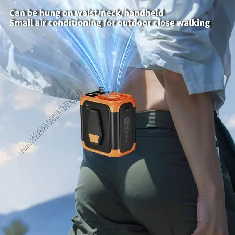 محمولة مقطع مقطع مروحة صغيرة معلقة مروحة مروحة يمكن ارتداؤها حزام الخصر مقطع القابلة لإعادة الشحن #2