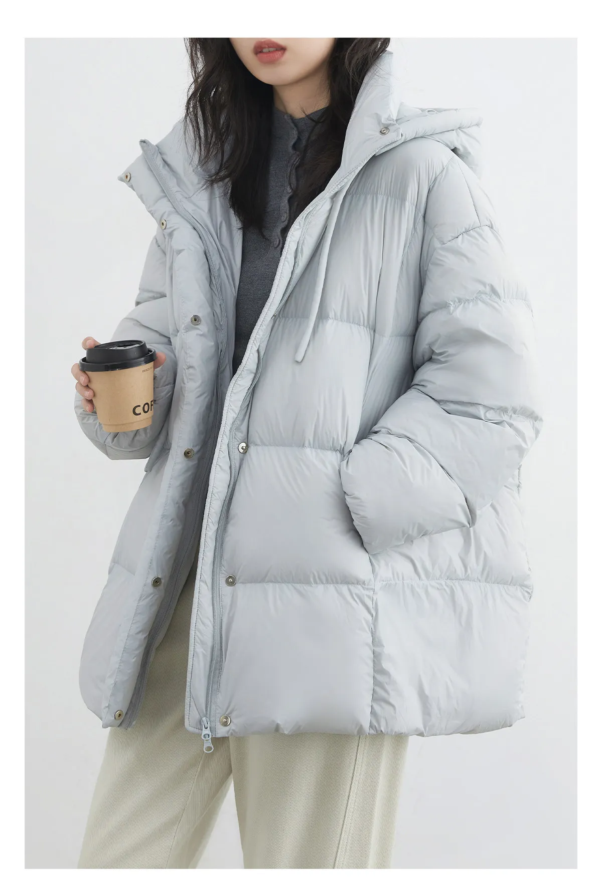 CHIC VEN New Women Down Jacket Solid Loose Casual Hooded Ladies Down Jacket for Woman 90 White Duck Down Coat Autumn Winter 2025