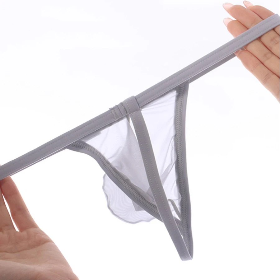 

Men's Underwear Ultra-Thin Transparent Sexy Low-Rise Thong T-Back Brief One-Strap