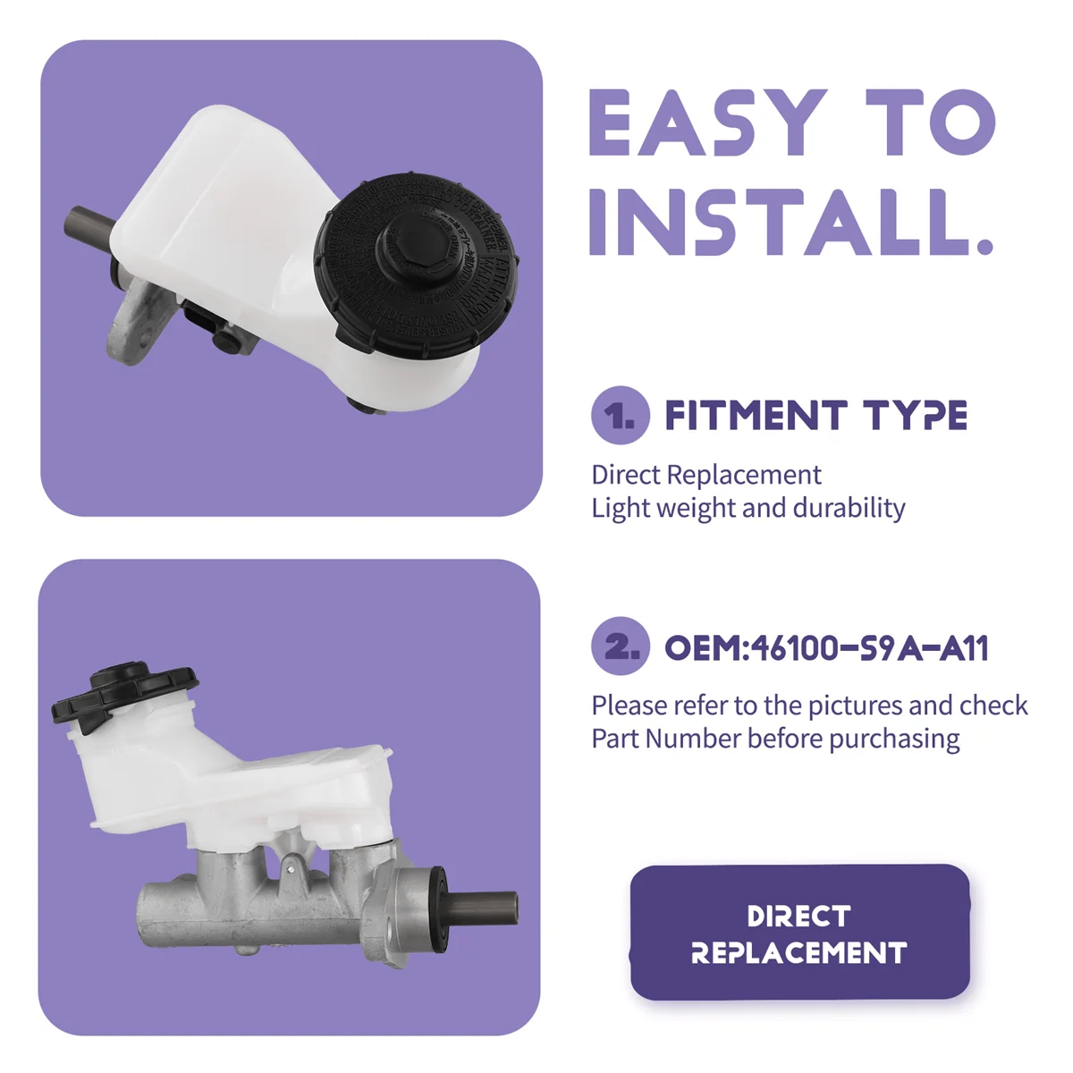 

#55E Automotive Parts & Accessories,46100-S9A-A11 Car Brake Master Cylinder for Honda CRV 2.0L 2.4L,Metal+ABS